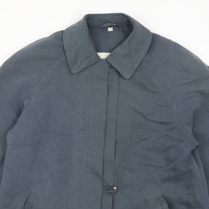 Close-up detail of Marshall women’s blue overcoat coat, size S