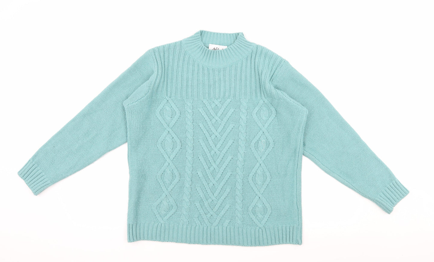 Afibel Womens Blue  Knit Pullover Jumper Size 14