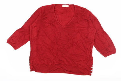 Additional front view of Per Una women’s red knit jumper, size UK 14