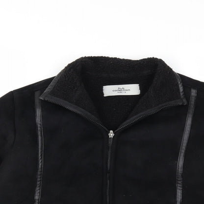 Close-up detail of Style Collection women’s black jacket coat, size UK 12