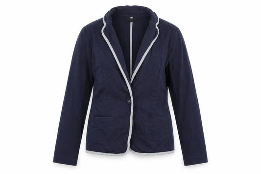 Front view of Papaya women’s blue jacket blazer, size UK 12