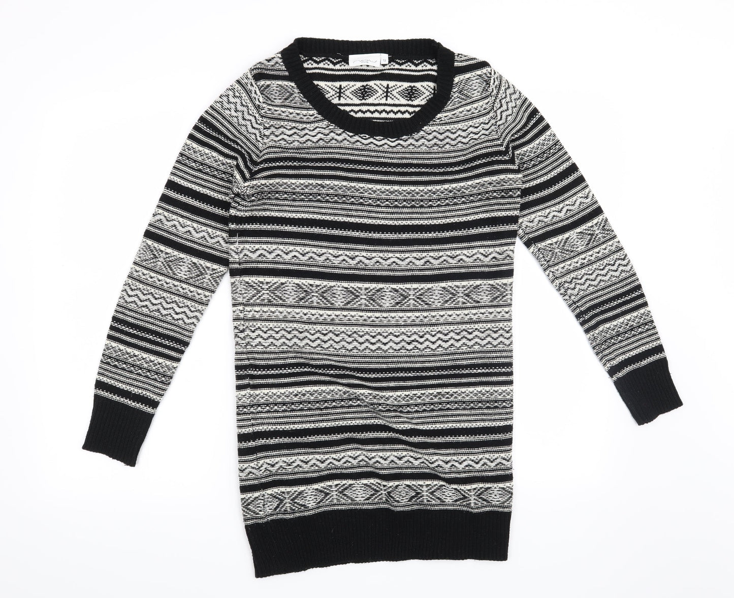 New Look Womens White Striped  Pullover Jumper Size 12