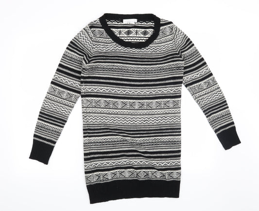 New Look Womens White Striped  Pullover Jumper Size 12