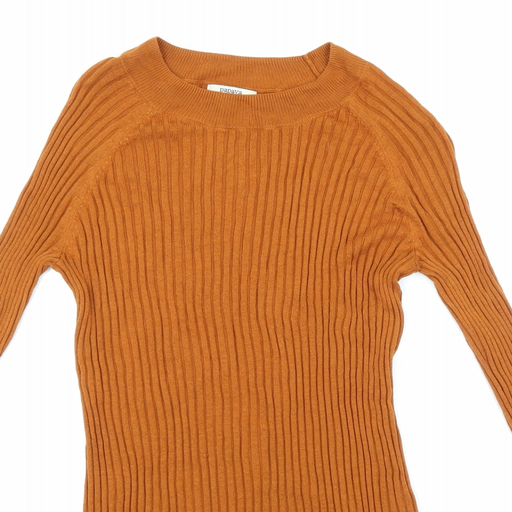 Papaya Womens Brown  Knit Pullover Jumper Size 12