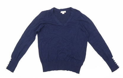 Additional front view of Plum Tree women’s blue knit jumper, size UK 14