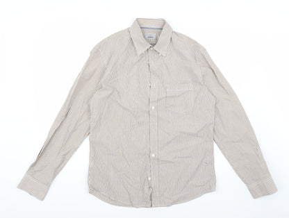 Additional front view of Marks & Spencer men’s white striped button-up, size M