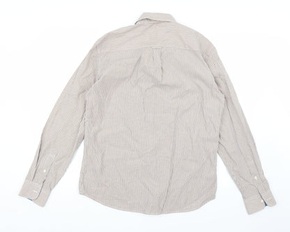 Back view of Marks & Spencer men’s white striped button-up, size M