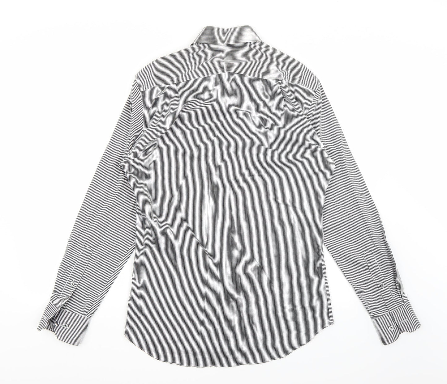 Marks and Spencer Mens White Striped   Button-Up Size 15