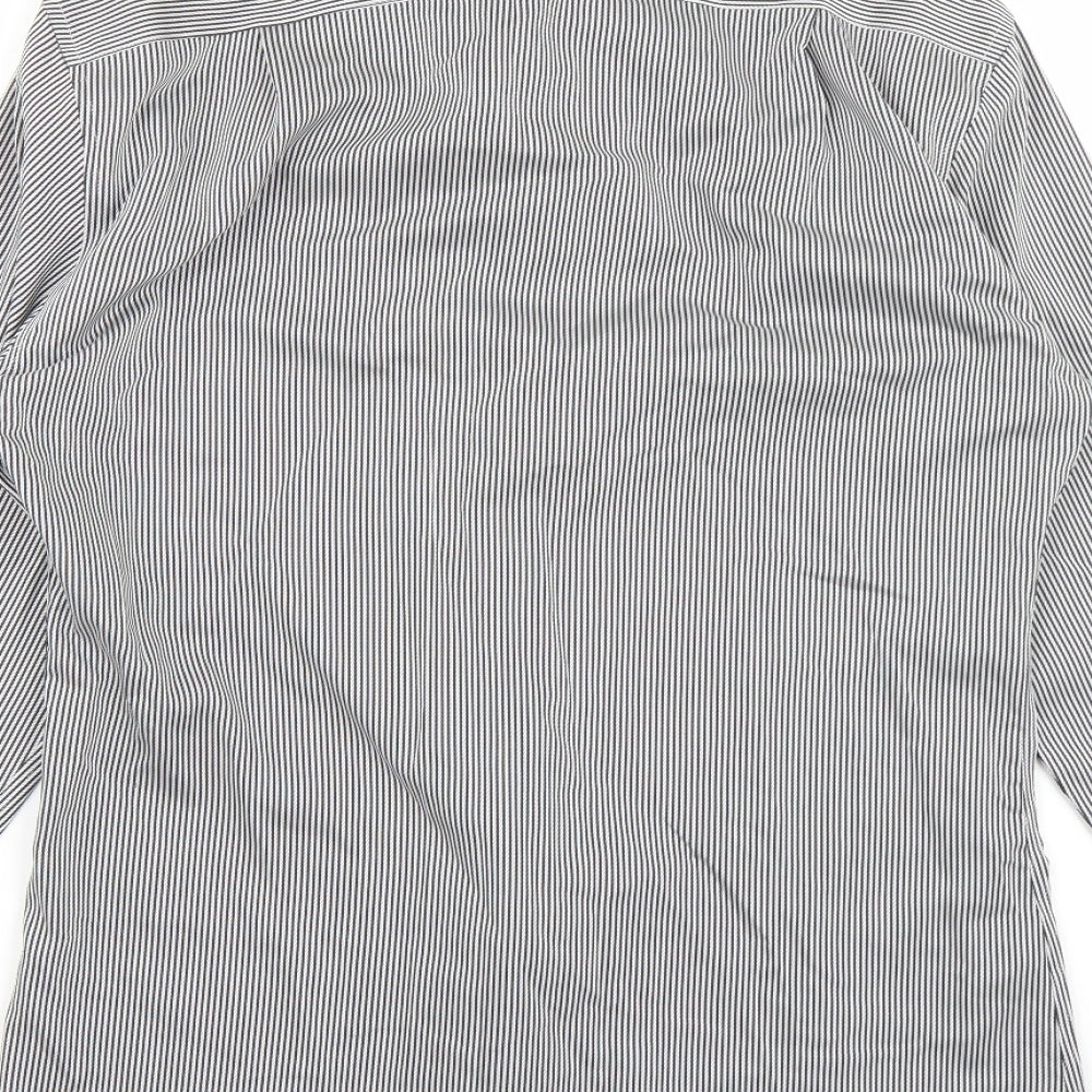 Marks and Spencer Mens White Striped   Button-Up Size 15