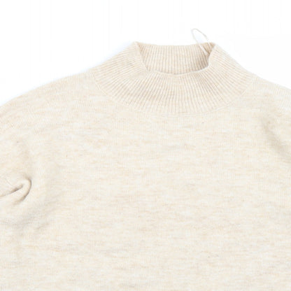 Close-up detail of Love Knitwear women’s beige jumper, size UK 12