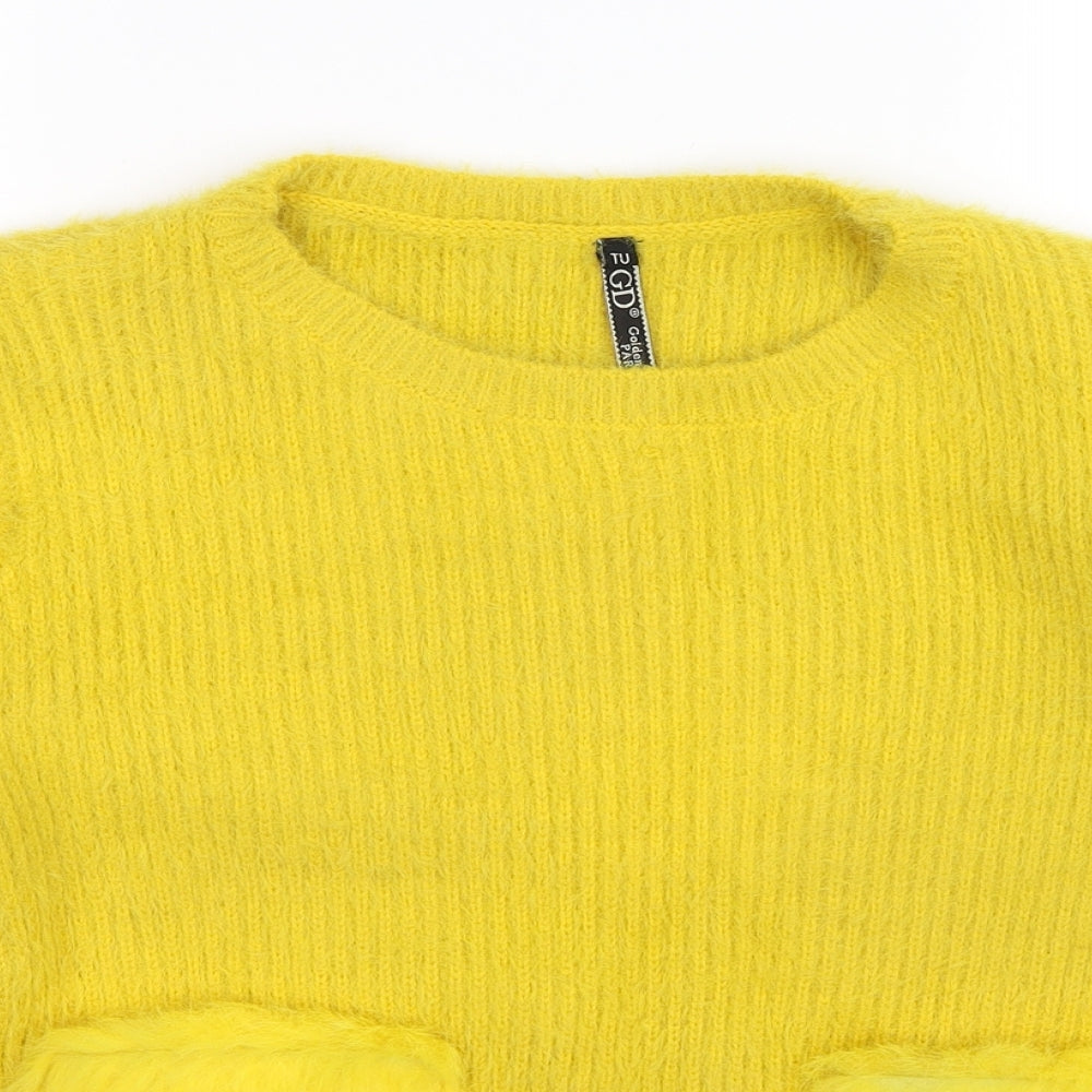 TU Womens Yellow  Knit Pullover Jumper Size 14