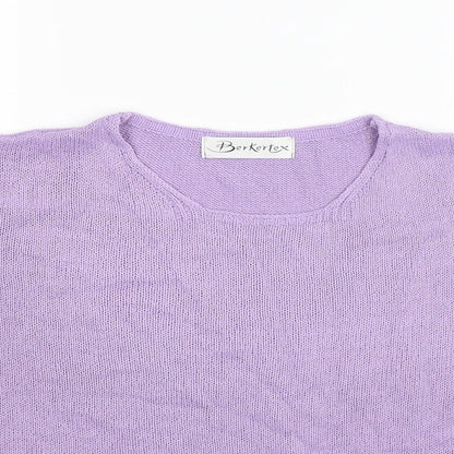 Close-up detail of Berkertex women’s purple knit jumper, size UK 16