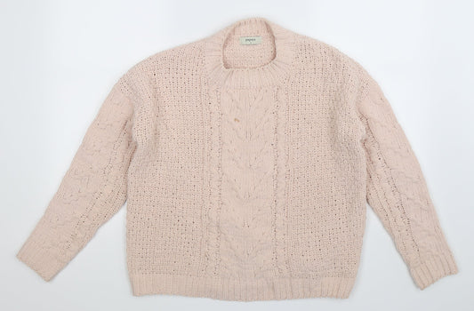 Papaya Womens Beige  Knit Pullover Jumper Size S  - Oversized