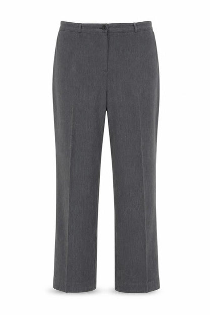 Front view of Debenhams women’s grey trousers, size UK 14, 29-inch leg