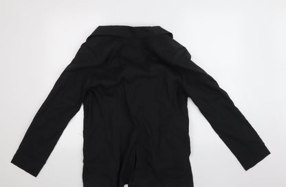 Back view of Unika women’s black overcoat jacket, size UK 14