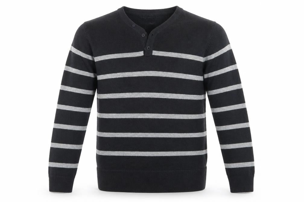 TU  Mens Black Striped  Pullover Jumper Size S