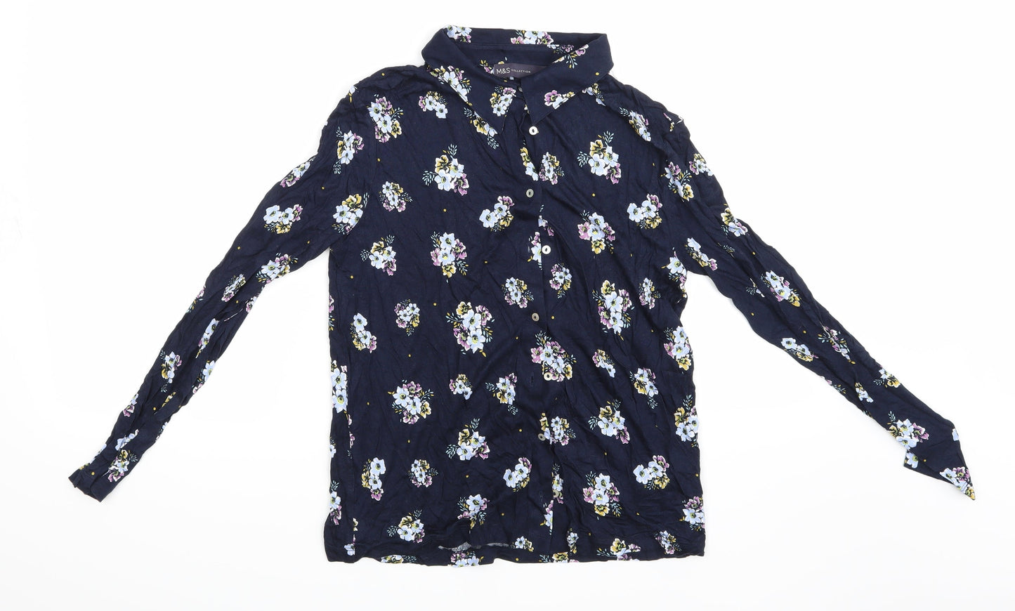 Marks and Spencer Womens Blue Floral  Basic Blouse Size 10