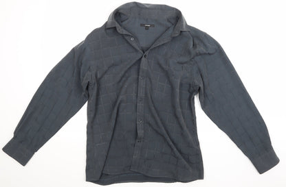 Additional front view of George men’s grey check button-up, size L