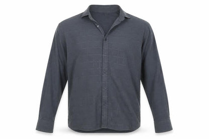 Front view of George men’s grey check button-up, size L