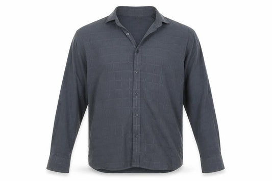 Front view of George men’s grey check button-up, size L
