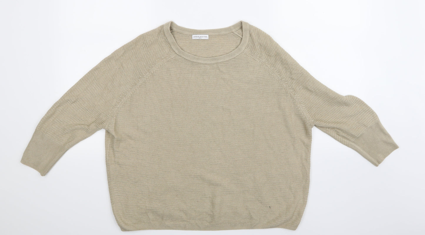 Jaqueline deYong Womens Beige Striped  Pullover Jumper Size 6