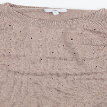 Close-up detail of Gap women’s beige jumper, size UK 14