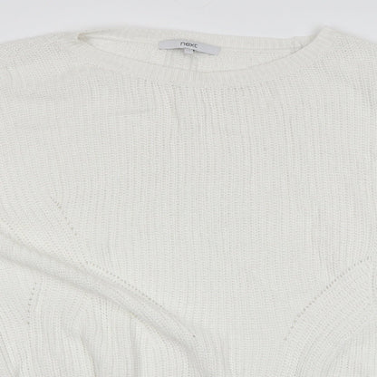 Close-up detail of Marks & Spencer women’s ivory jumper, size M