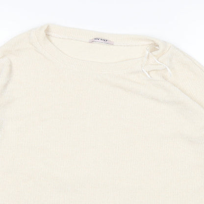 Close-up detail of ORSAY women’s white jumper, size M