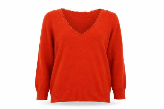 Front view of Made in Italy women’s orange basic t-shirt, size UK 12