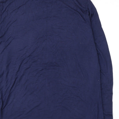 Brand and care label for Original Essentials women’s blue basic t-shirt, size L