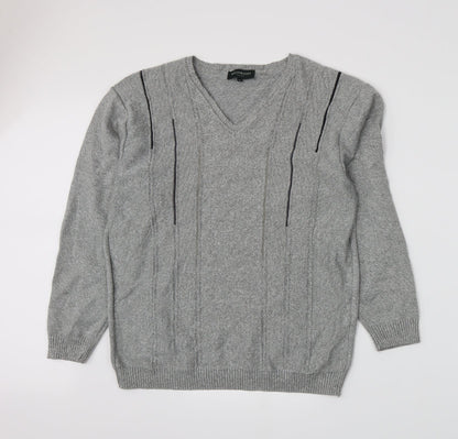 Additional front view of Greenwoods men’s grey knit jumper, size M