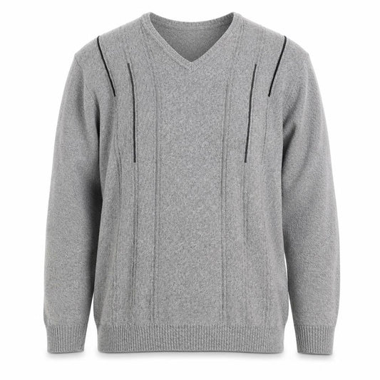 Front view of Greenwoods men’s grey knit jumper, size M