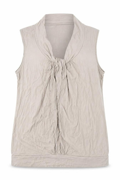 Front view of Marks & Spencer women’s beige basic tank, size UK 18
