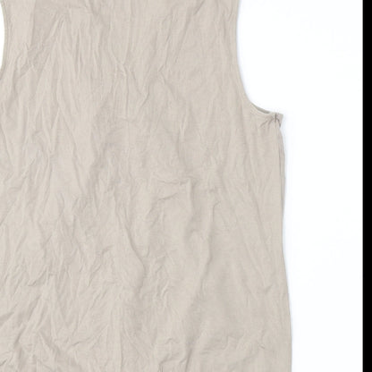 Brand and care label for Marks & Spencer women’s beige basic tank, size UK 18