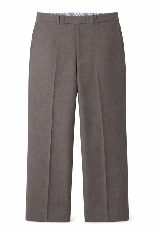 Front view of Greenwoods women’s brown trousers, size UK 32, 28-inch leg