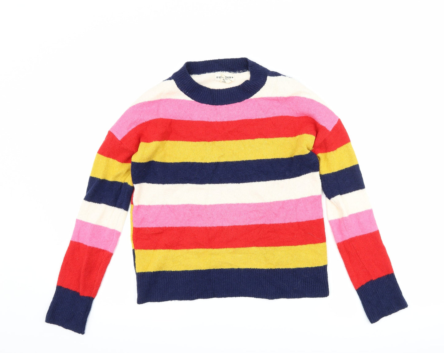 Yet Again Womens Blue Striped  Pullover Jumper Size XS