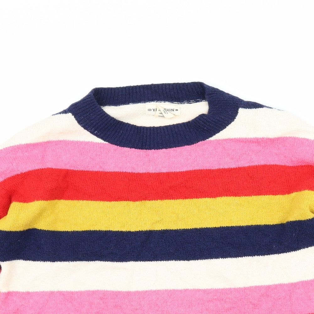 Yet Again Womens Blue Striped  Pullover Jumper Size XS