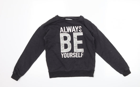 Primark Girls Grey   Pullover Sweatshirt Size 9-10 Years  - slogan