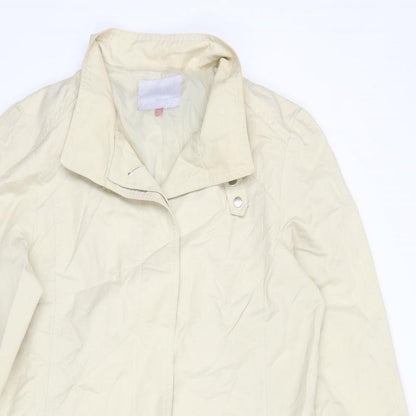 Close-up detail of jonh lewis women’s beige overcoat coat, size UK 12