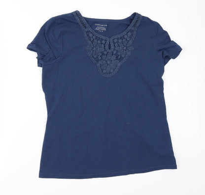 Additional front view of Charter Club women’s blue basic t-shirt, size M