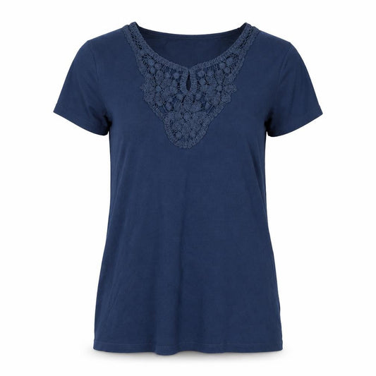 Front view of Charter Club women’s blue basic t-shirt, size M