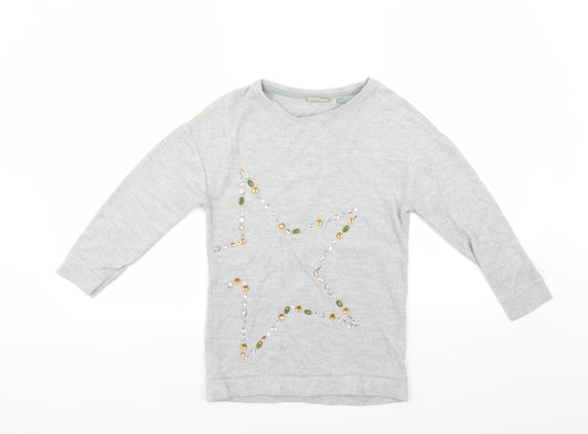 NEXT Girls Grey   Pullover Jumper Size 8 Years  - Star