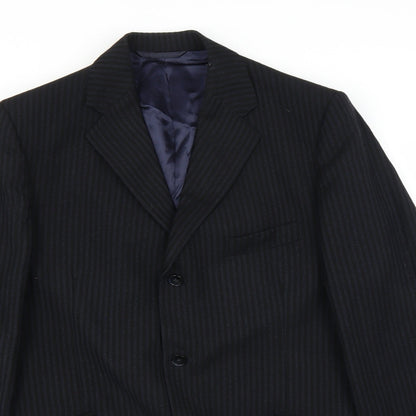 Close-up detail of Jackson The Tailor men’s blue striped jacket suit jacket, size 40