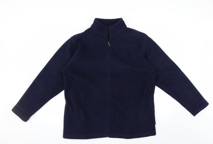 Additional front view of EWM women’s blue full zip jumper, size UK 14