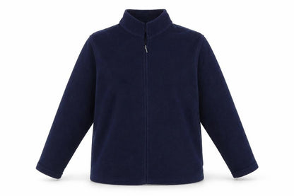 Front view of EWM women’s blue full zip jumper, size UK 14