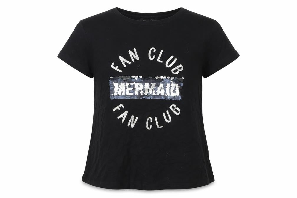 Primark Girls Black   Basic T-Shirt Size 9-10 Years  - Mermaid Fan Club