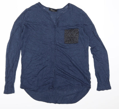 Front view of Peruggi women’s blue basic t-shirt, size UK 14