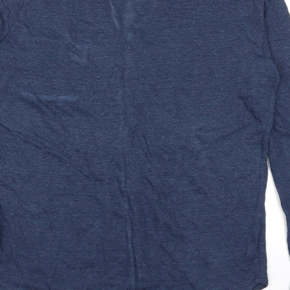 Brand and care label for Peruggi women’s blue basic t-shirt, size UK 14