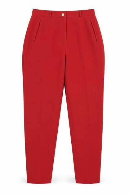 Front view of Gregory Pat women’s red trousers, size UK 16, 28-inch leg