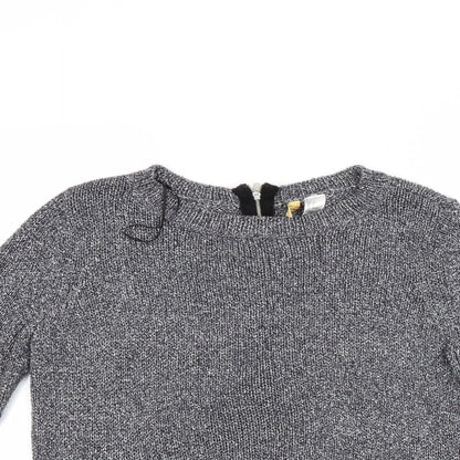Close-up detail of H&M women’s silver jumper, size UK 10